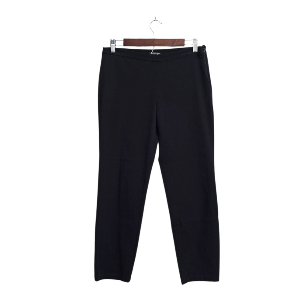 Eileen Fisher Organic Cotton Slim Side Zip Ankle Pants In Black Sz 6P